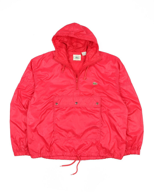 Vintage LACOSTE x IZOD Jacket Anorak Red Nylon Hooded Windbreaker Men's Size L