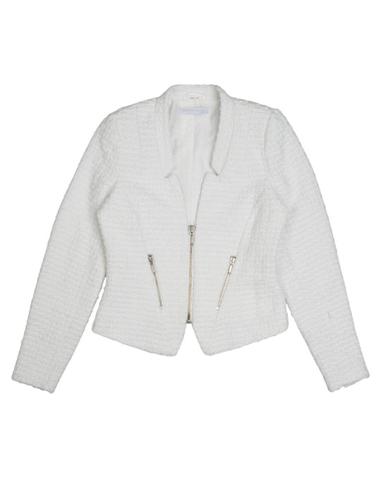 FABIANA FILIPPI Jacket White Cashmere Women's Textured Short Blazer Size L