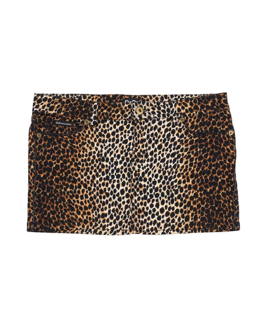 DOLCE & GABBANA Skirt Leopard Print Mini Women's Size 25