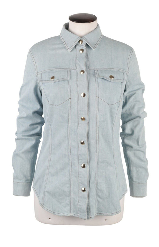 Women's MOSCHINO COUTURE Milano Blue Denim Shirt Jacket Size UK 12 US 10