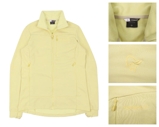 Women's NORRONA Yellow Fleece Full Zip Outdoor Jumper Size L
