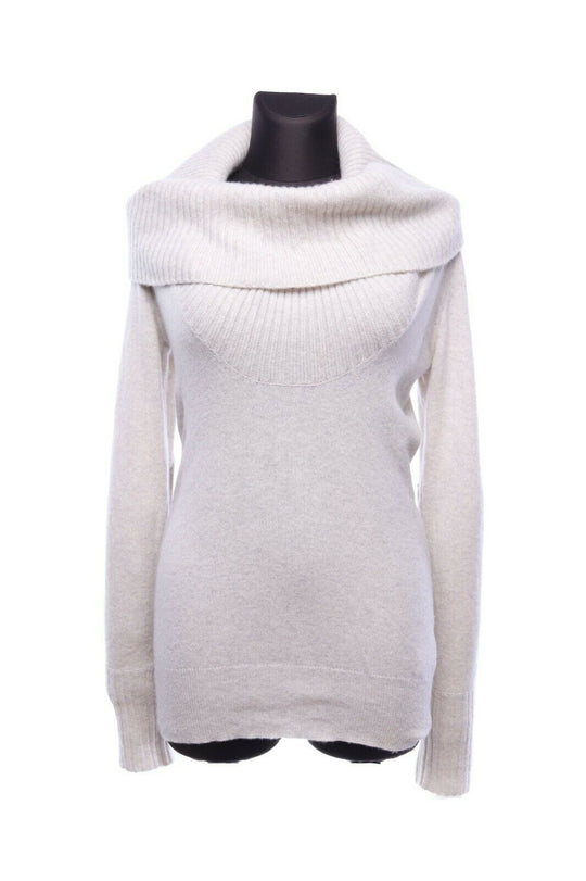 Women's AGNONA Grey 100% White Cashmere Cowl Neck Jumper Size 40