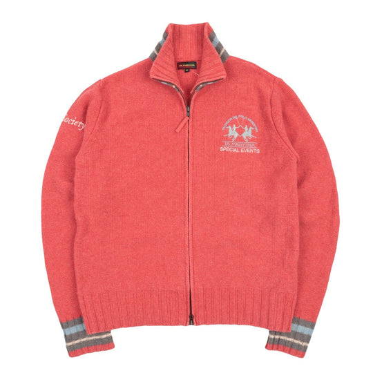 Men's LA MARTINA Red Wool Full Zip Cardigan Jumper Size M