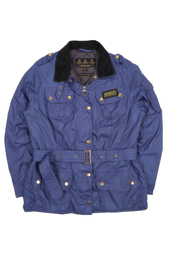 Women's BARBOUR INTERNATIONAL Blue Rainbow Gold Jacket Size UK 14 US 10