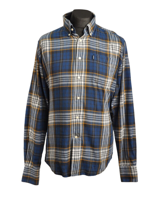 BARBOUR Shirt Blue Check Cotton Men's Size L
