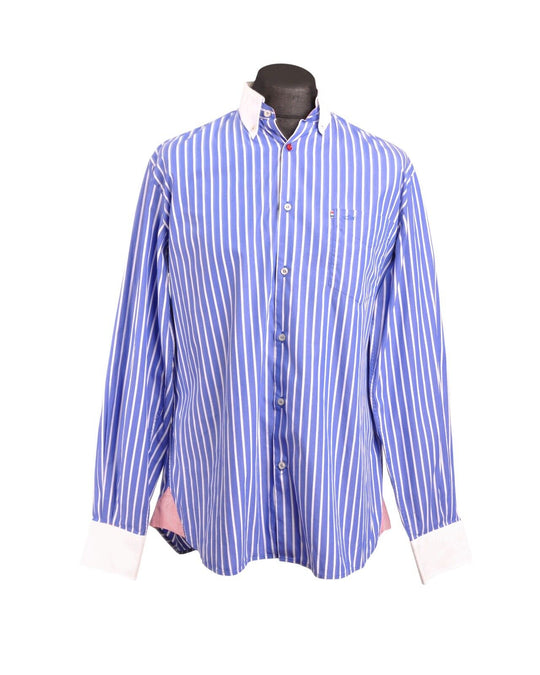 PAUL & SHARK Shirt Blue Striped Long Sleeve Men's Size 41