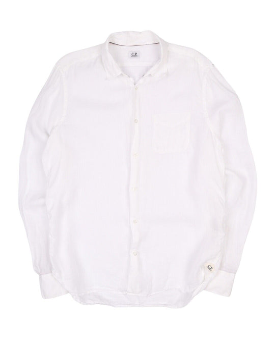 Men's CP COMPANY White Linen Summer Long Sleeve Shirt Size XL