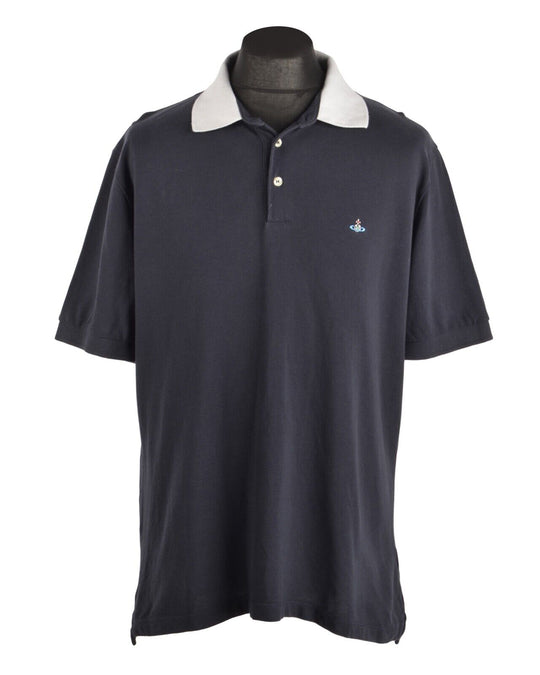 Men's VIVIENNE WESTWOOD Navy Blue Short Sleeve Polo Shirt Size XXL