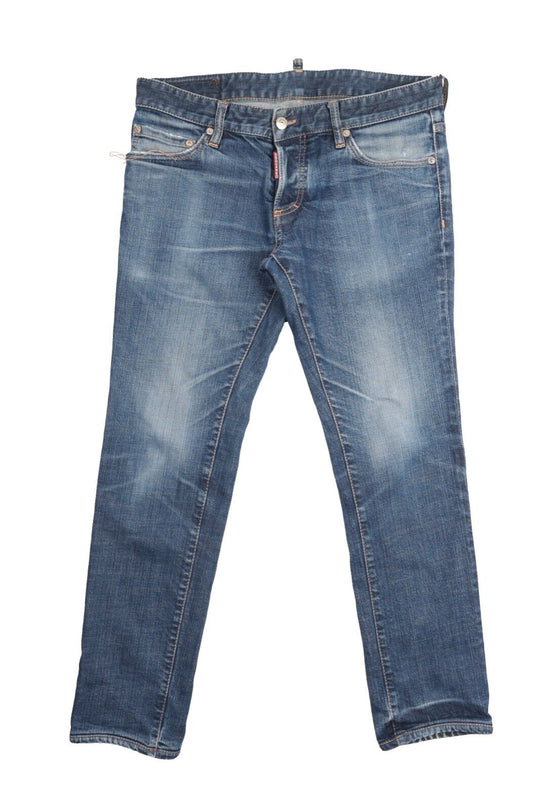 Men's DSQUARED2 Blue Cotton Faded Distressed Denim Jeans Size 48 / 30