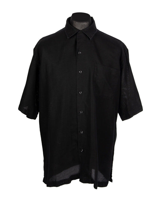POLO RALPH LAUREN Clayton Shirt Black Linen Men's Short Sleeve Size L