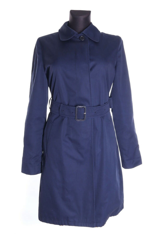 Women's AQUASCUTUM LONDON Navy Cotton Blend Belted Trench Coat Size 10