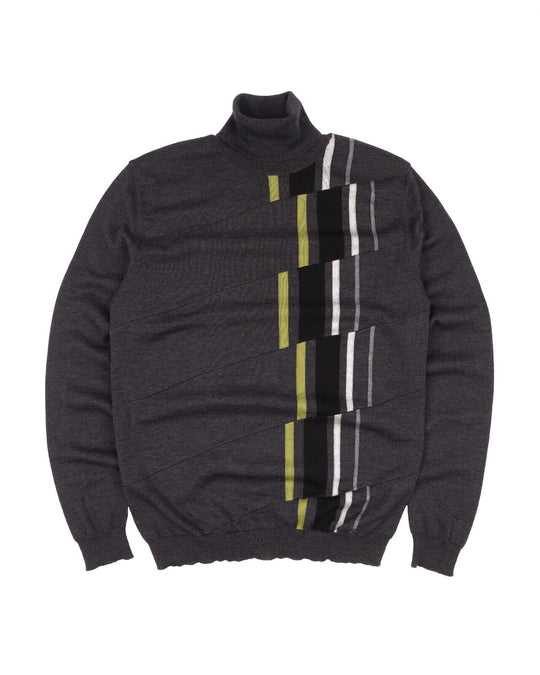 VERSACE Turtleneck Gray Merino Wool Men's Pullover Size XL