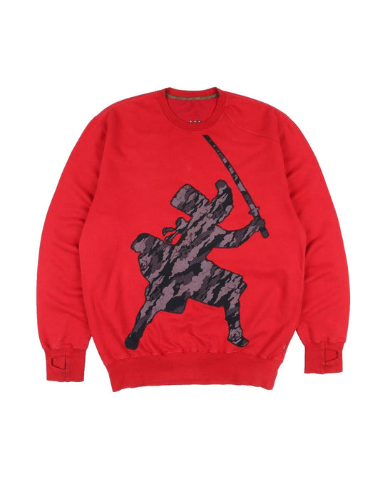 MAHARISHI Sweatshirt Red Cotton Sweat 340 Men's Crew Neck Pullover Size M