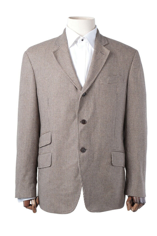 Men's HACKETT Brown Wool Cotton Houndstooth Sport Coat Blazer Size IT 54 UK 44 s