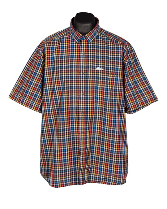 LACOSTE Sport Shirt Multicolor Check Cotton Men's Short Sleeve Size 46