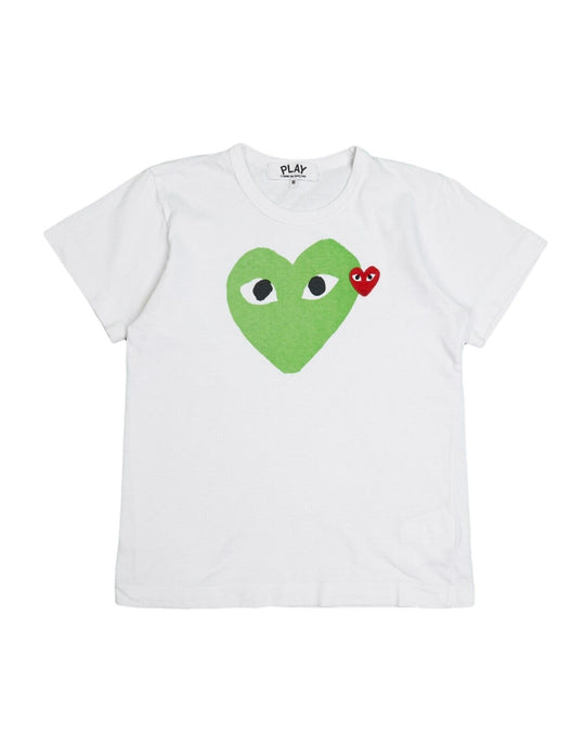COMME DES GARCONS Play T-Shirt White Big Logo Heart Cotton Women's Size M