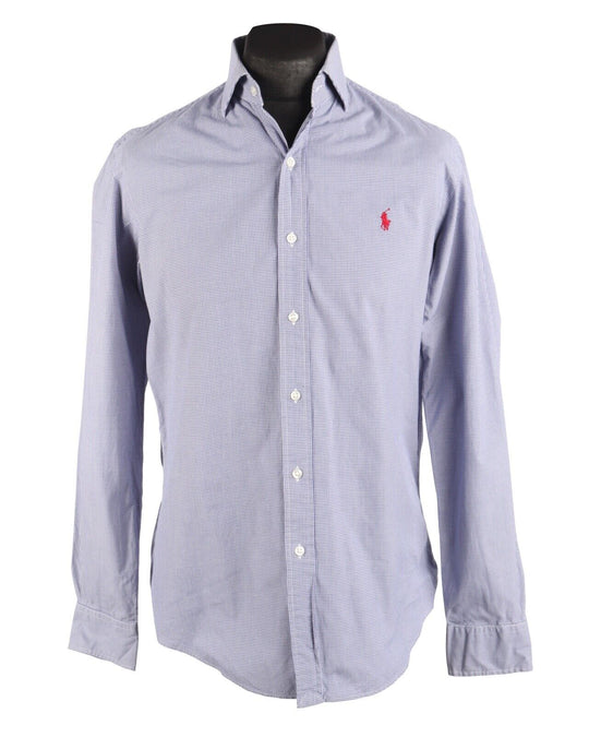 Men's POLO RALPH LAUREN Blue Check Oxford Cotton Shirt Size 15.5