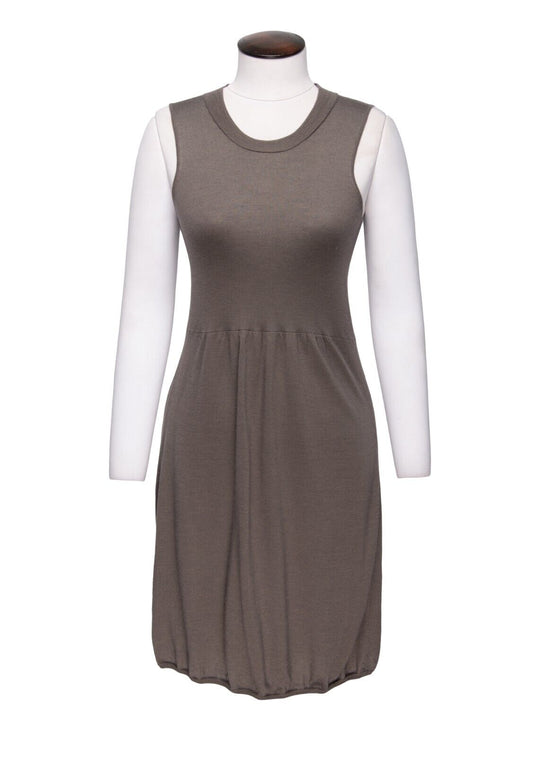 BRUNELLO CUCINELLI Sleeveless Dress Gray Cashmere Silk Women's A-Line Size M