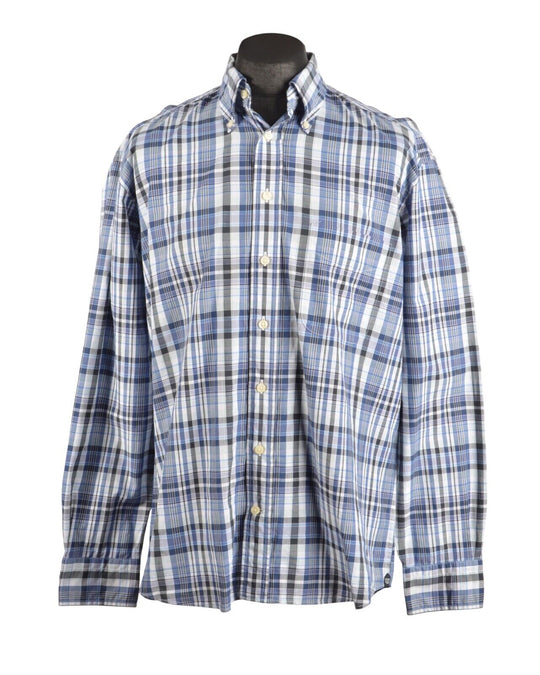 GANT Palm Springs Poplin Blue Check Men's Cotton Shirt Size L