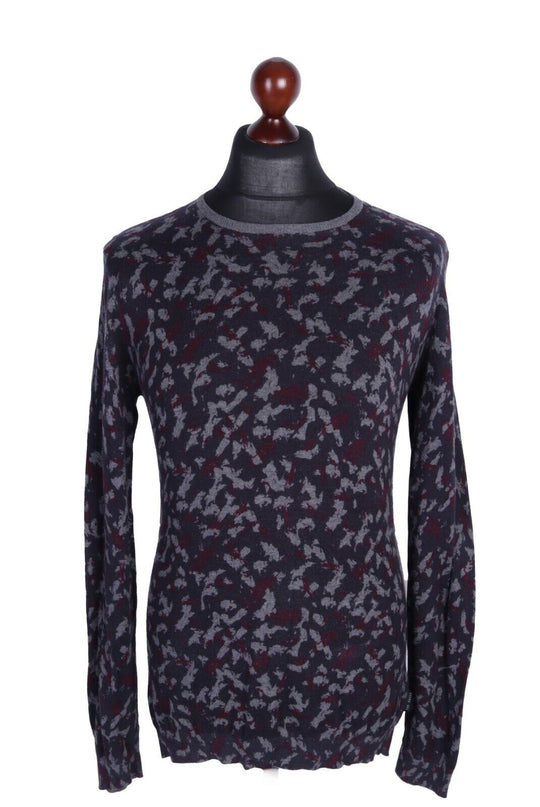Men's TED BAKER Multicolor 100% Cotton Camouflage Pattern C-Neck Jumper Size s