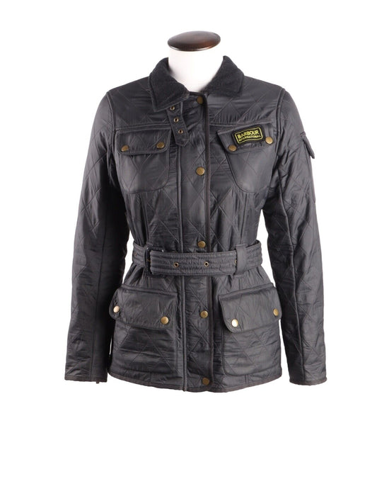 Women's BARBOUR International Black Quilted Belted Jacket Size UK 8 US 4