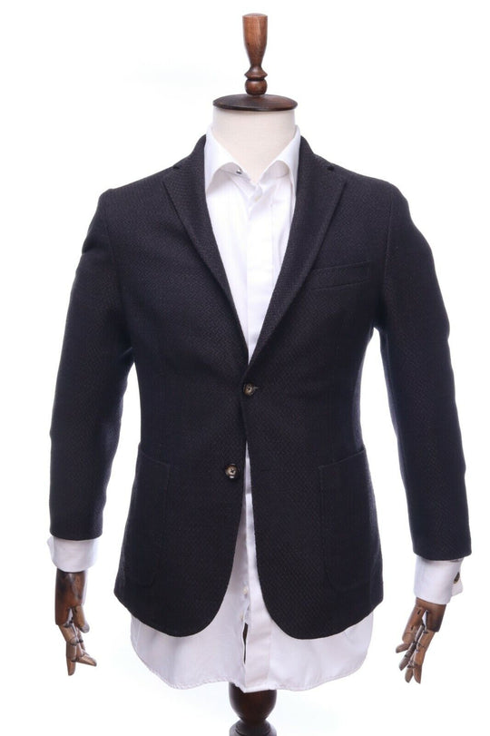 Men's WINDSOR Black Virgin Wool Lightweight Kintted Blazer Jacket Size 46
