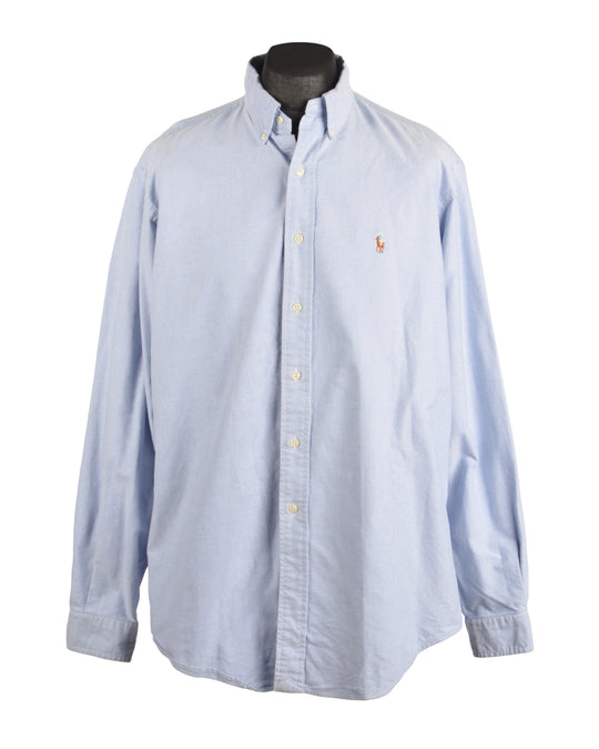 Men's POLO RALPH LAUREN Blue Oxford Cotton Shirt Size 16.5 / 36-37